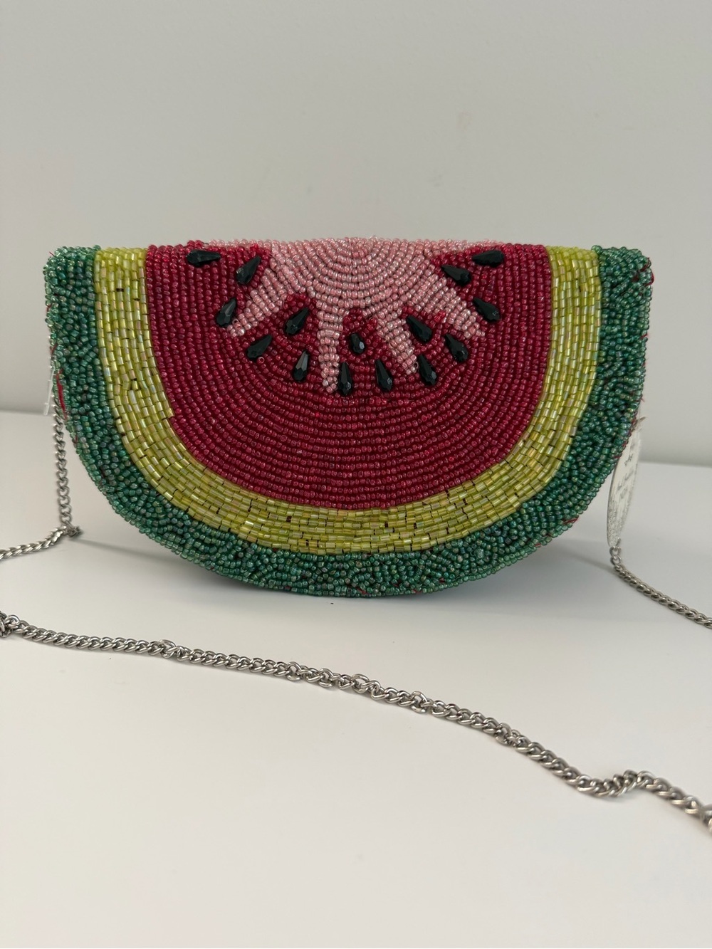 Beaded Watermelon Crossbody Clutch - Pink Green